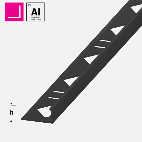 L-PROFIL MATT SORT PULVERLAKKERT I ALUMINIUM (L:250CM), ALFERPRO