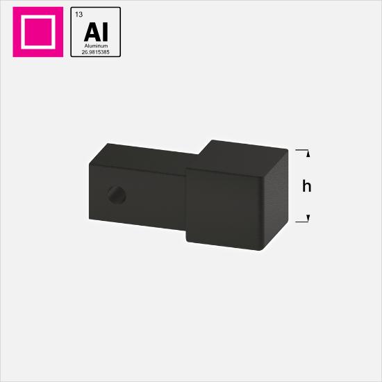 2PK ENDESTYKKE FIRKANTLIST "MATT SORT" PULVERLAKKERT I ALUMINIUM (L:250CM), ALFERPRO